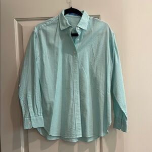 J. McLaughlin green seersucker button down.